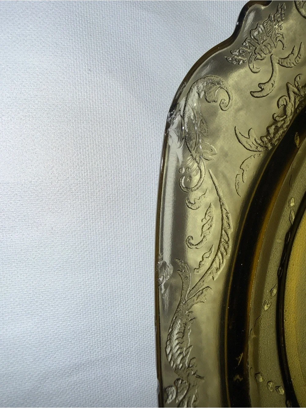 Vintage Amber Depression Glass Etched Square Luncheon Plates